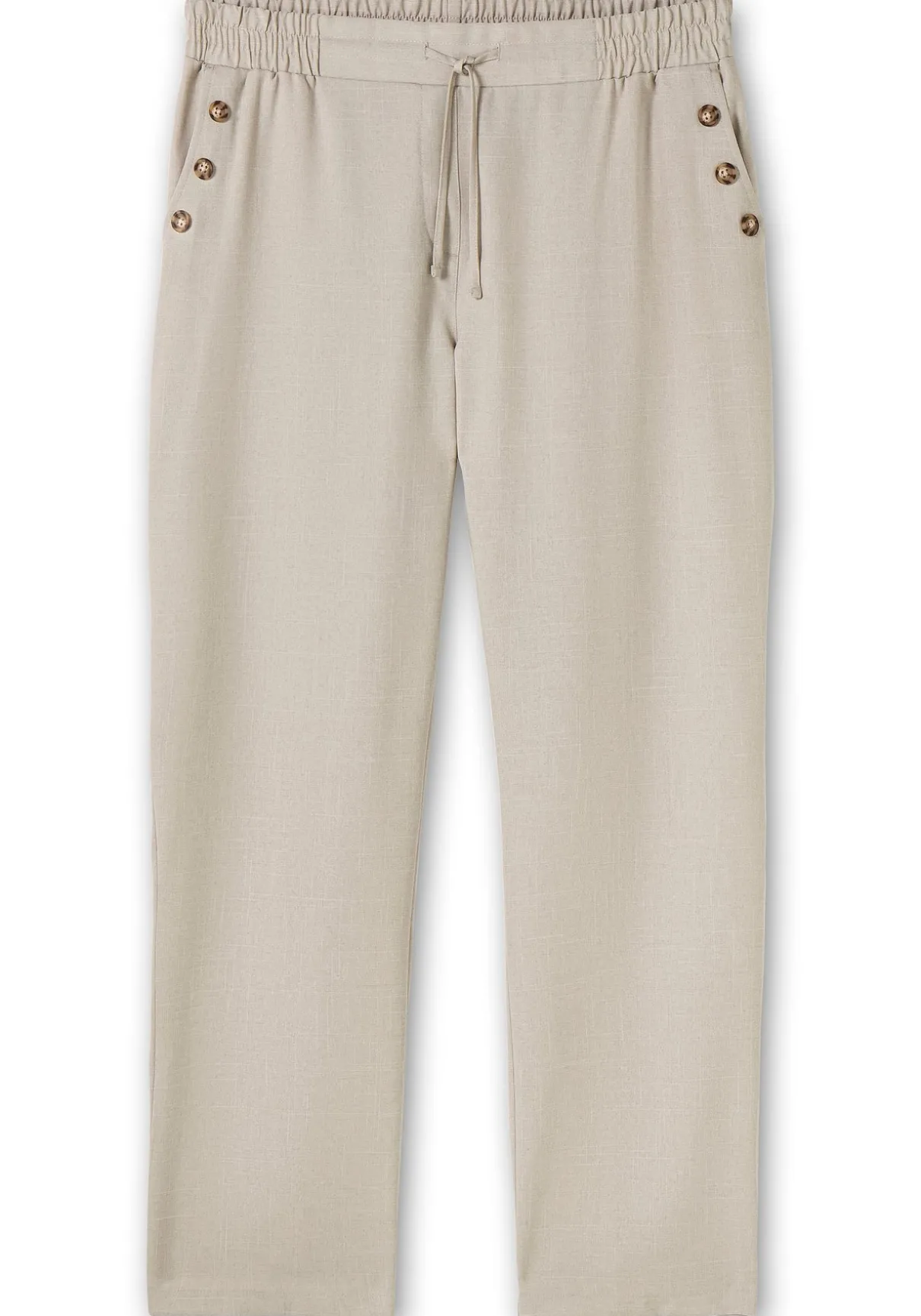 Hose in Leinenoptik mit Dehnbund und Zierknöpfen