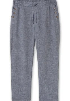 Hose in Leinenoptik mit Dehnbund und Zierknöpfen