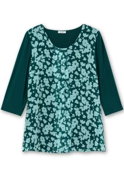 2-in-1-Blusenshirt mit bedrucktem Chiffon