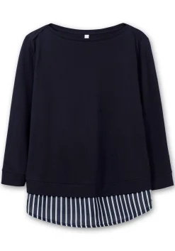 2-in-1-Langarmshirt mit Ansatz aus Blusenstoff