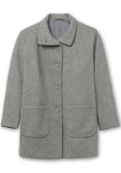 Jacke in Woll-Optik, mit abgerundeten Seitenschlitzen