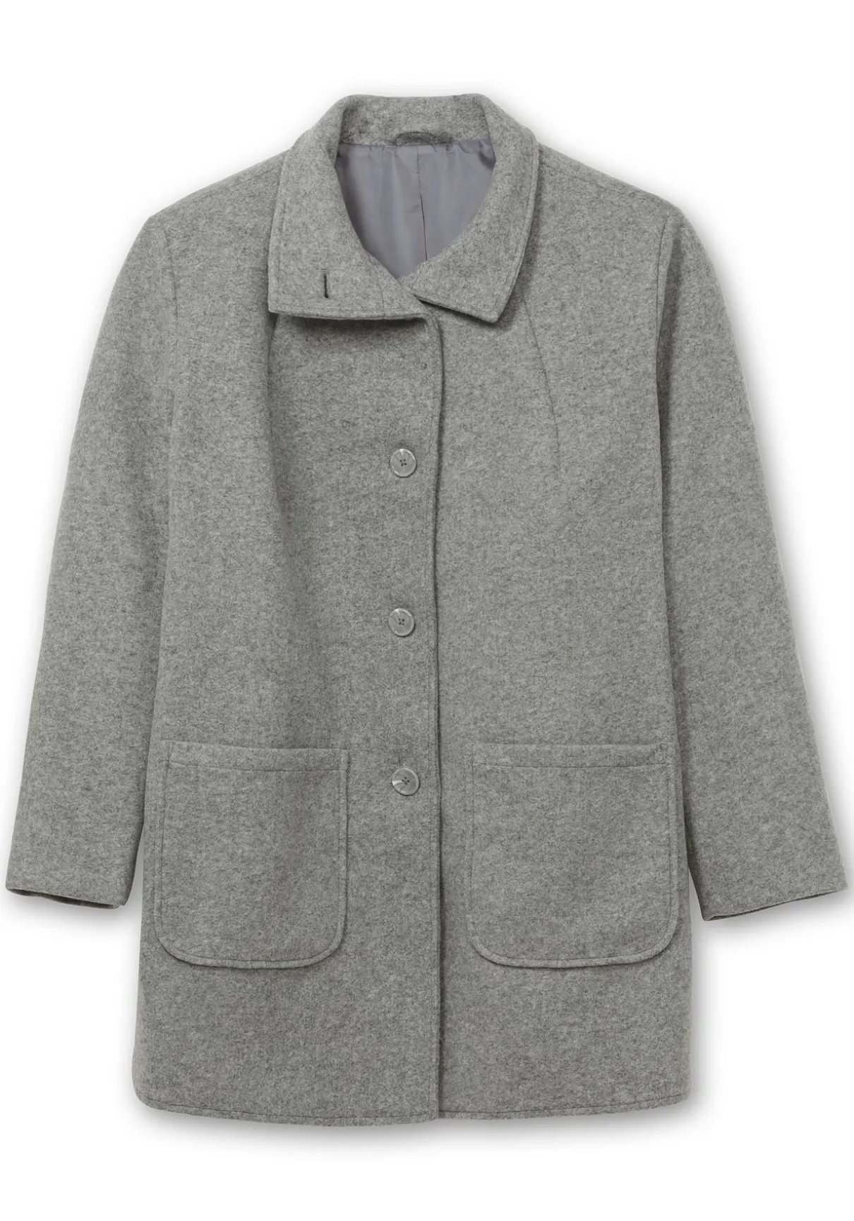 Jacke in Woll-Optik, mit abgerundeten Seitenschlitzen