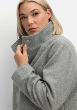 Jacke in Woll-Optik, mit abgerundeten Seitenschlitzen