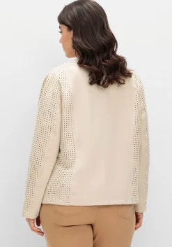 Jacke mit Lasercut-Muster, aus Veloursleder-Imitat