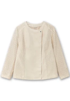 Jacke mit Lasercut-Muster, aus Veloursleder-Imitat