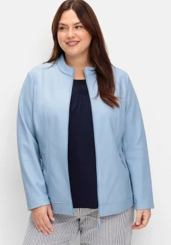 Jacke mit Stehkragen, aus Lederimitat