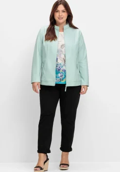 Jacke mit Stehkragen, aus Lederimitat