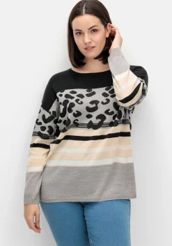 Jacquard-Pullover im Mustermix, mit Animalprint