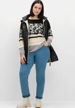 Jacquard-Pullover im Mustermix, mit Animalprint