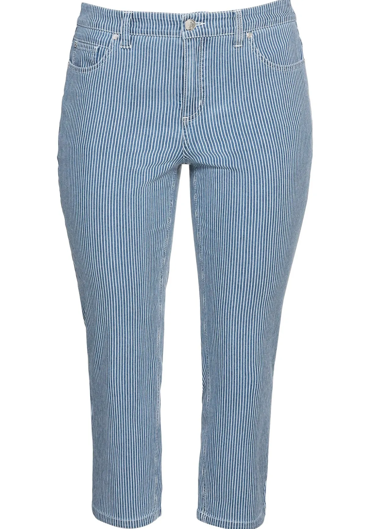 7/8-Jeans mit Allover-Streifen, in 5-Pocket-Form