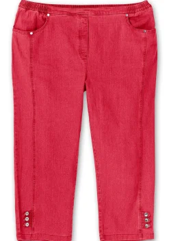 7/8-Jeans mit Zierknöpfen am Saum