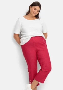 7/8-Jeans mit Zierknöpfen am Saum