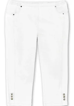 7/8-Jeans mit Zierknöpfen am Saum