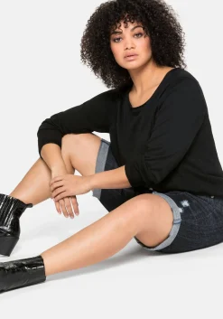 Jeansbermudas im Used-Look