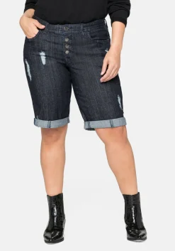 Jeansbermudas im Used-Look
