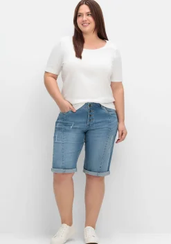 Jeansbermudas im Used-Look