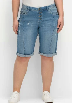Jeansbermudas im Used-Look