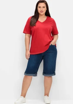 Jeans-Bermudas mit fixiertem Aufschlag