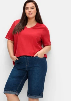 Jeans-Bermudas mit fixiertem Aufschlag