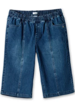 Jeans-Bermudas mit Gummibund und Teilungsnähten