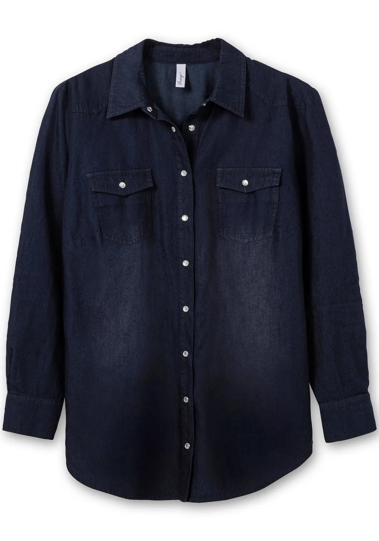 Jeansbluse mit Knopfleiste und Brusttaschen