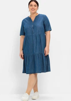 Jeanskleid aus leichtem Denim, in Volant-Optik