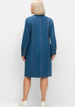 Jeanskleid mit Hemdkragen und Druckknopfleiste
