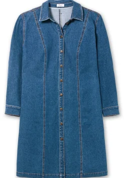 Jeanskleid mit Hemdkragen und Druckknopfleiste