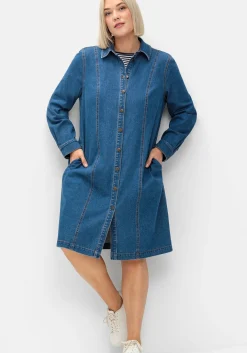 Jeanskleid mit Hemdkragen und Druckknopfleiste