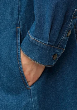 Jeanskleid mit Hemdkragen und Druckknopfleiste