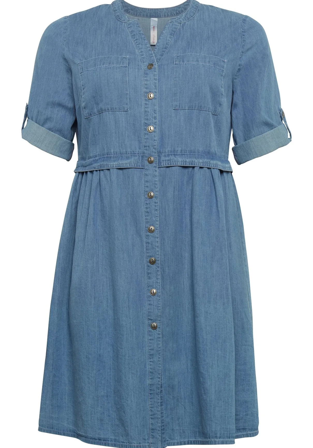 Jeanskleid mit Knopfleiste und hoher Taille