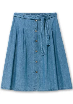 Jeansrock in A-Linie, mit Bindegürtel