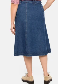 Jeansrock mit Trachten-Stickereien