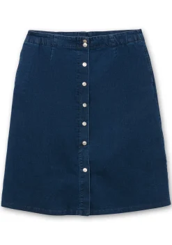 Jeansrock mit Zierknopfleiste, in A-Linie