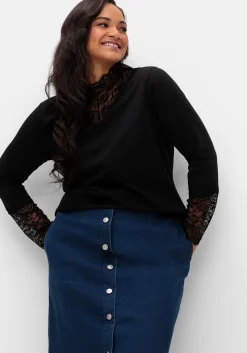 Jeansrock mit Zierknopfleiste, in A-Linie