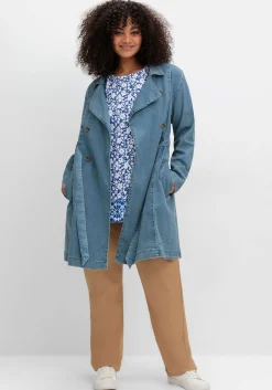 Jeans-Trenchcoat mit Bindegürtel