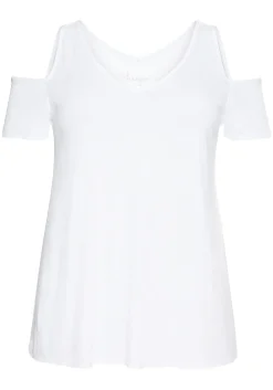 Jerseyhirt mit V-Ausschnitt, im schulterfreien Look