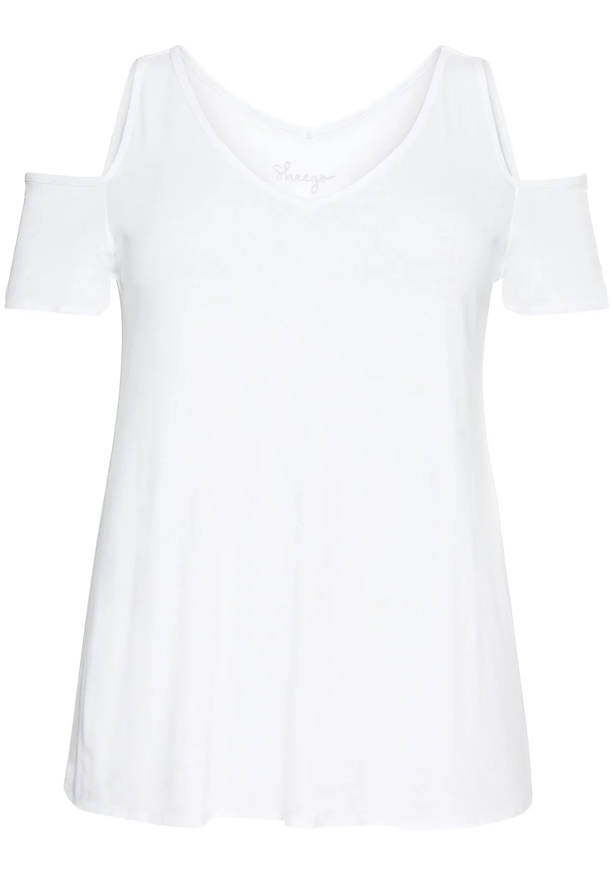 Jerseyhirt mit V-Ausschnitt, im schulterfreien Look