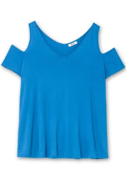 Jerseyhirt mit V-Ausschnitt, im schulterfreien Look