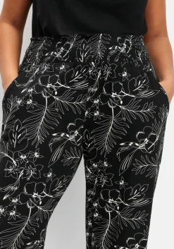 Jerseyhose mit breitem Smokbund und Blumendruck