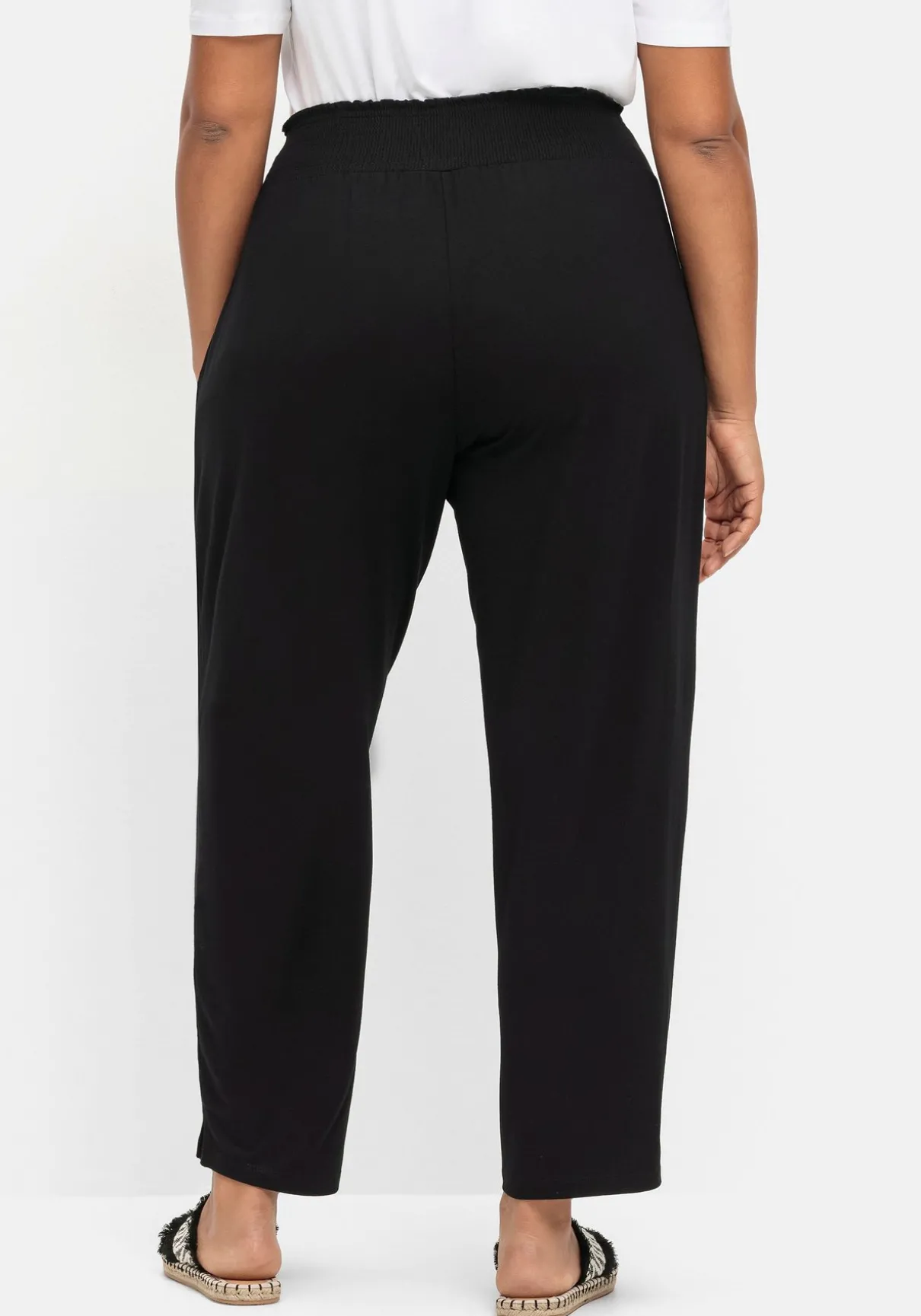 Jerseyhose mit breitem Smokbund und Blumendruck