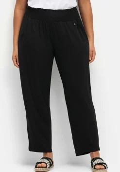 Jerseyhose mit breitem Smokbund und Blumendruck