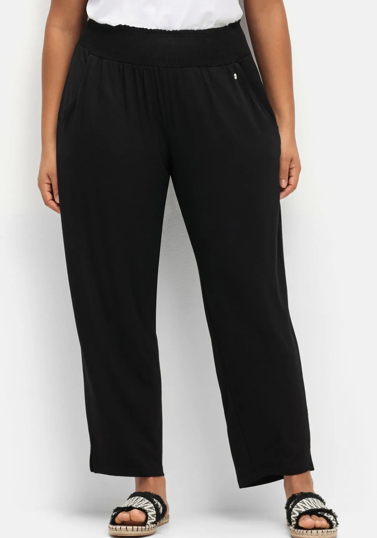 Jerseyhose mit breitem Smokbund und Blumendruck