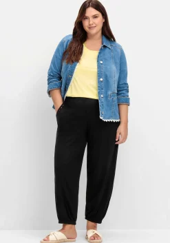 7/8-Jerseyhose mit Nieten und Gummizugbund