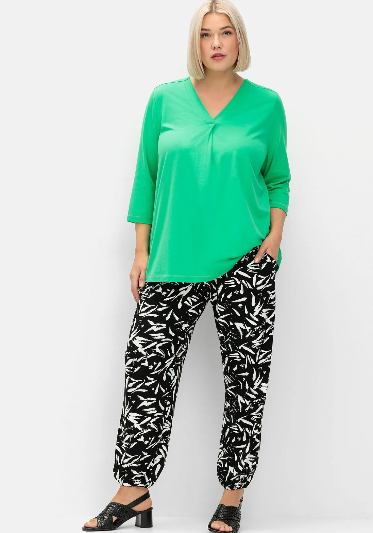 Jerseyhose mit Smokbund und Saumbündchen