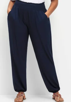 Jerseyhose mit Smokbund und Gummibündchen