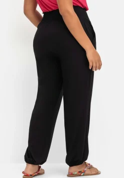 Jerseyhose mit Smokbund und Gummibündchen