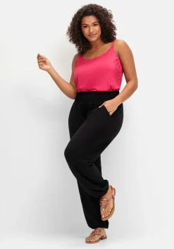 Jerseyhose mit Smokbund und Gummibündchen