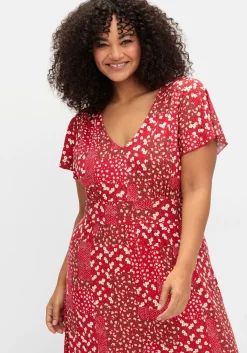 Jerseykleid in Midilänge, mit Blumenprint