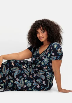 Jerseykleid in Midilänge, mit Blumendruck